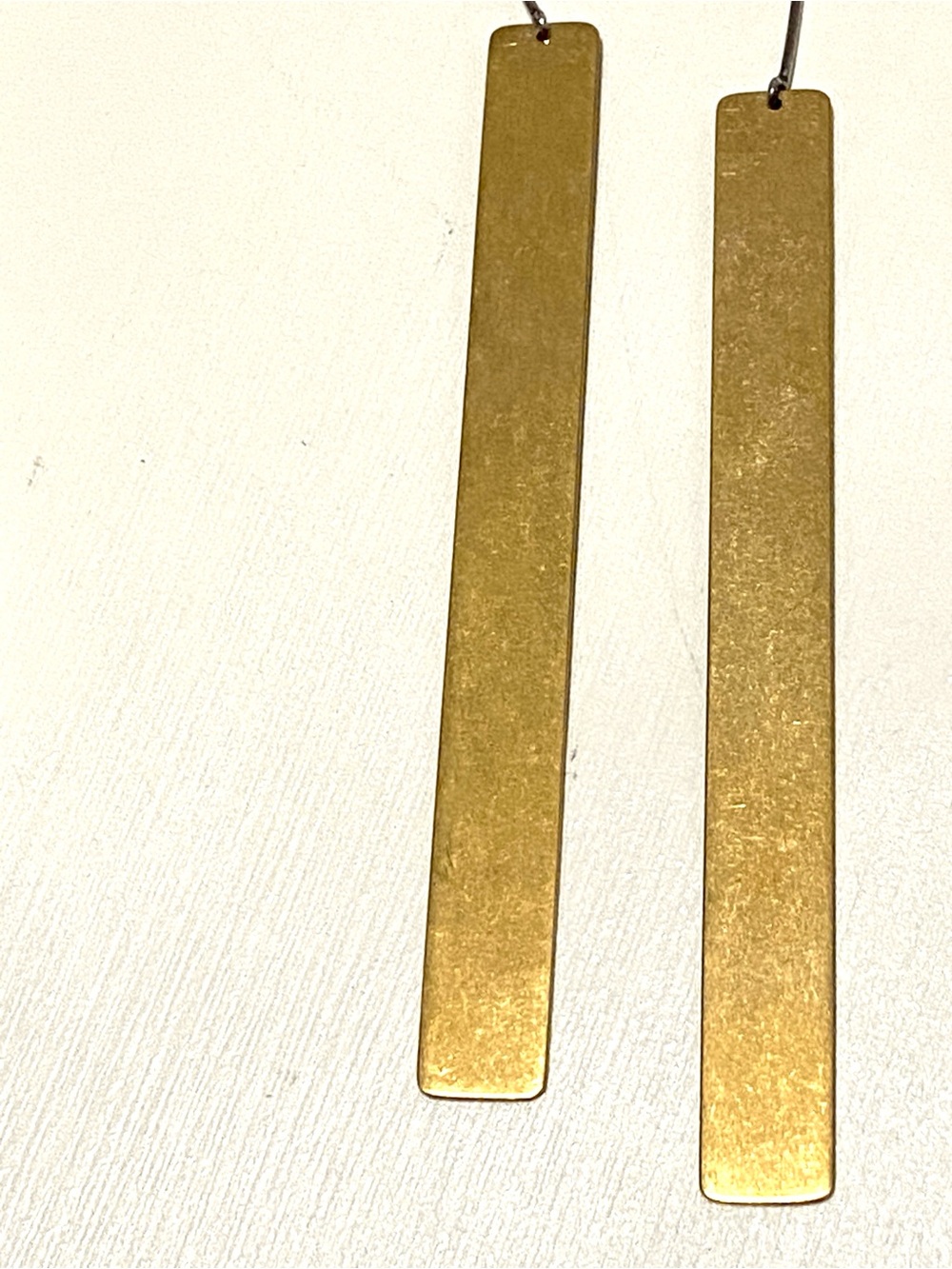 Celine Gold Long Rectangular Drop Earrings - Picture 7 of 8
